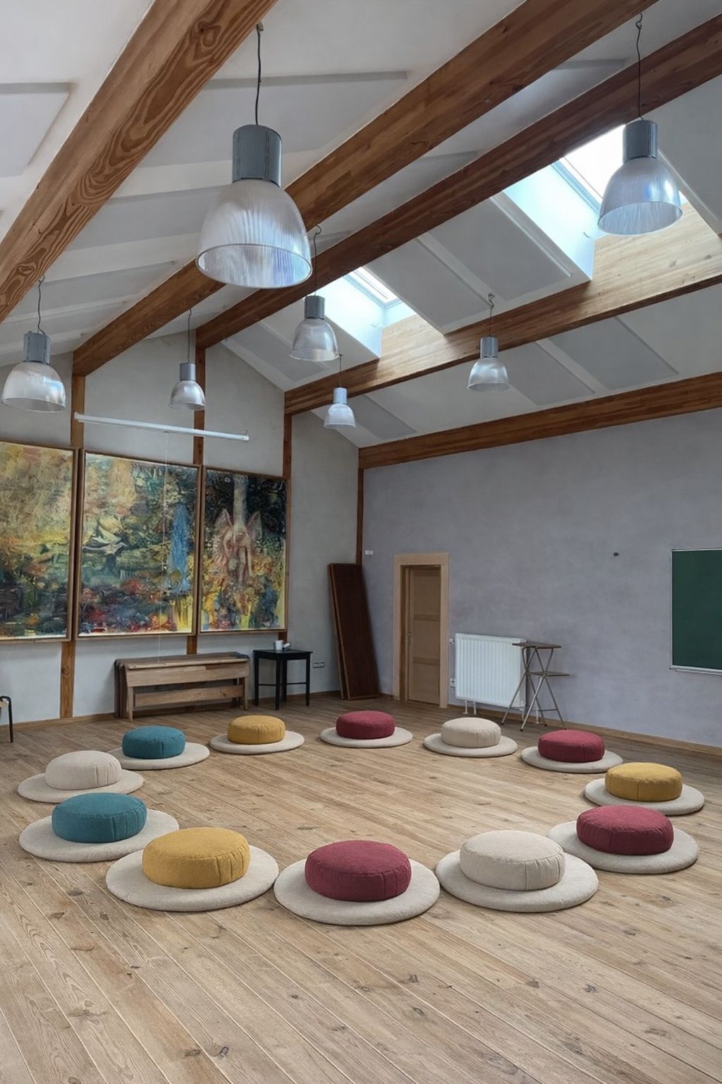 Interior meeting space — A spacious indoor venue set up for a collaborative gathering or training session.